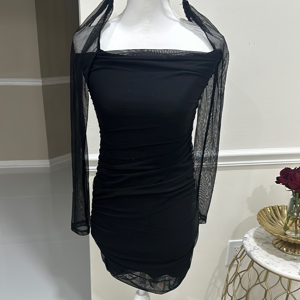 Princess Polly Black Ruched Square Neck Bodycon Dress